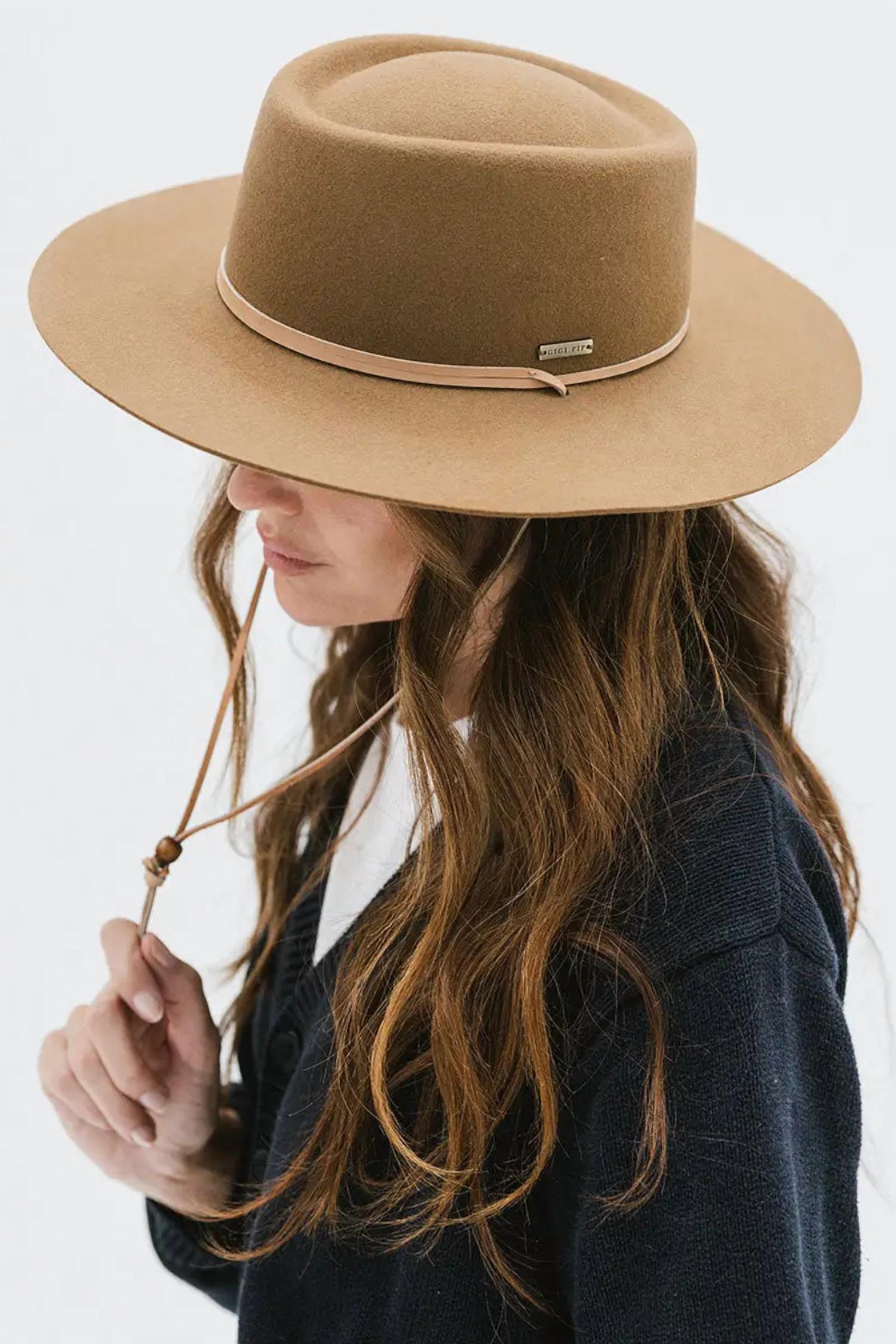 Gigi Pip Women's Wren Telescope Crown Hat in brown - women's hat - detail view