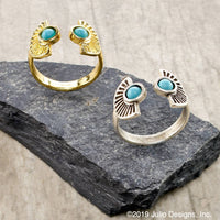 Poshture Finds - Women's Adjustable Ring With Genuine Turquoise Stone