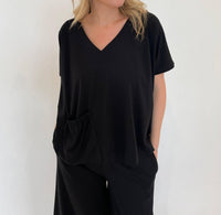 Ozai N Ku - Ava V-neck Pocket Short Sleeve Top
