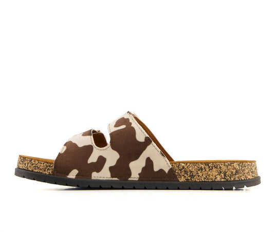 Andrea - Women's Cowhide Print Footbed Sandals