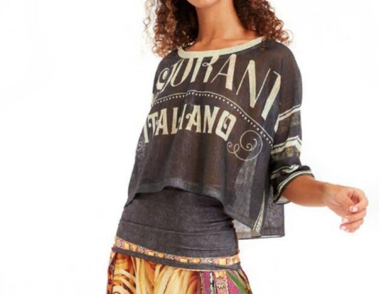 Ipng - Art Of Fashion Italiano Scoop Neck Crop Top