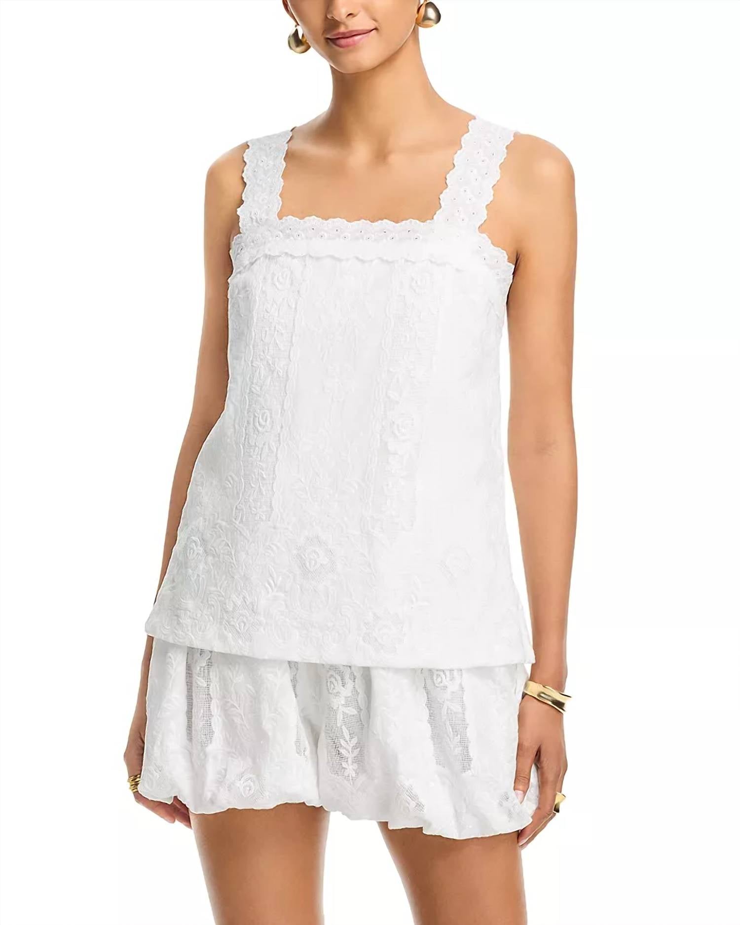 Line And Dot - Layered Lace Romper