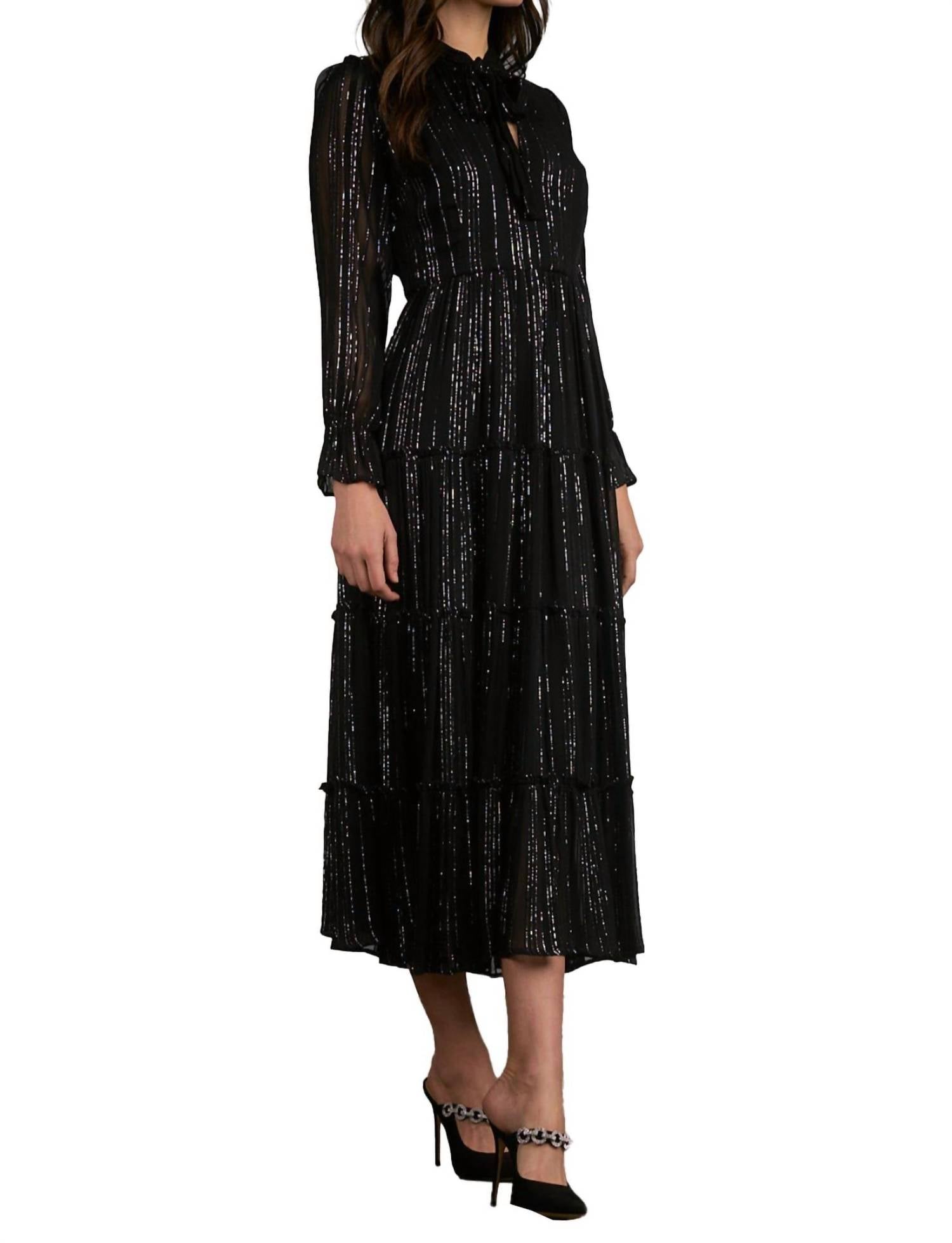 Shimmer Tie Neck Midi