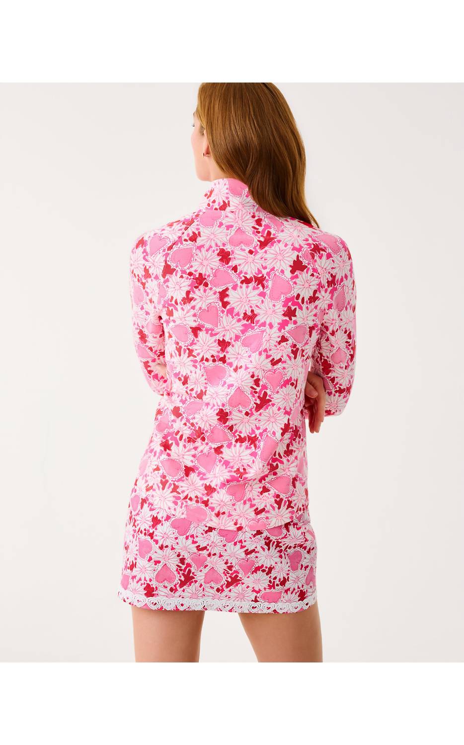 Lilly Pulitzer Skipper Popover Half Zip Pullover in coconut dear heart - women's top - detail view