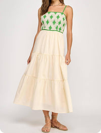 Strut & Bolt - Contrast Diamond Crochet Midi Dress