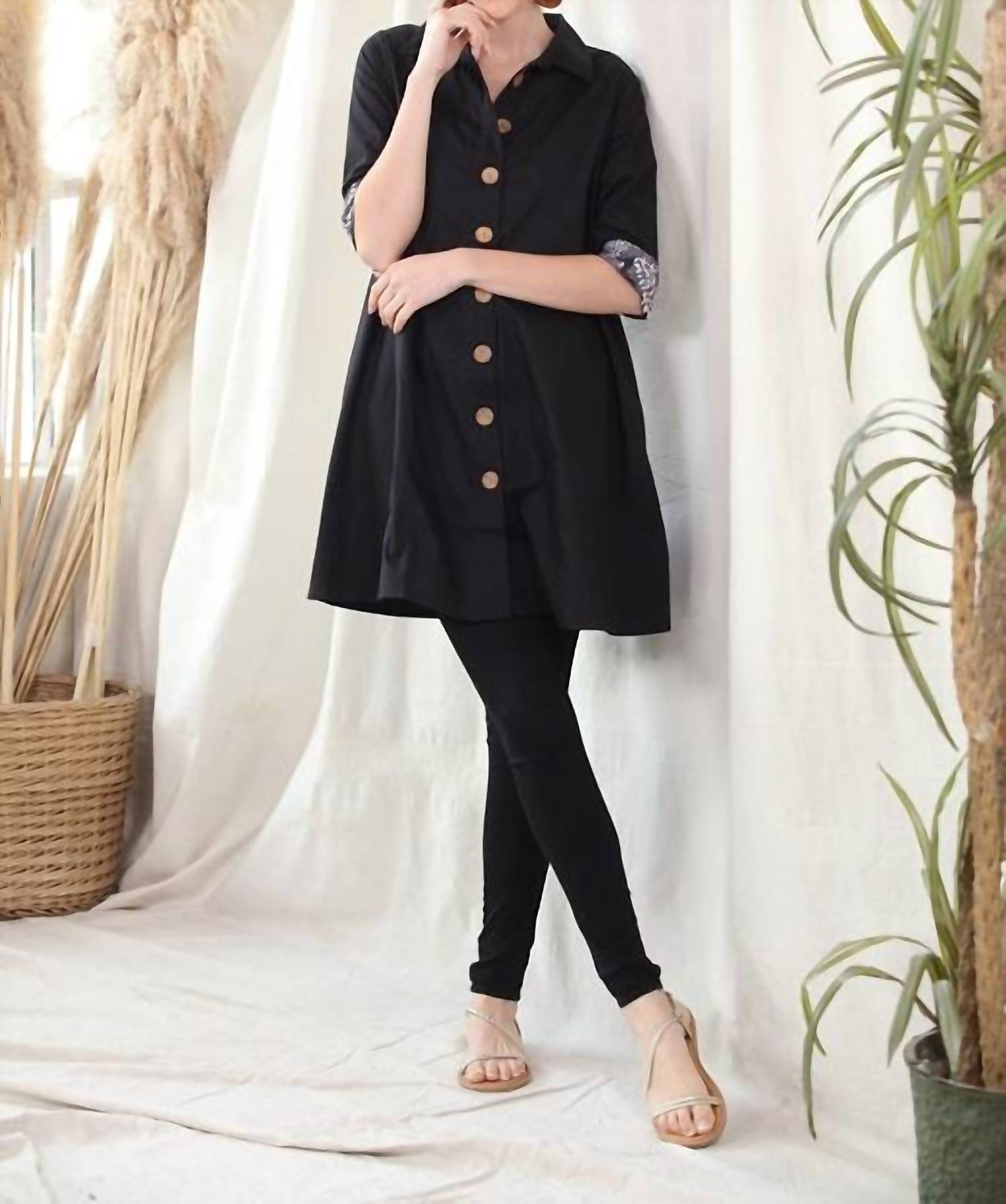 Kikisol - A-Line Jacket With Buttons & Pockets