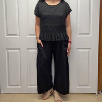 Davi & Dani - Cap Sleeve Top and Waistband Pant Set