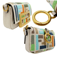Fendi - Women's Canvas Ff Embroidery Nano Baguette Charm
