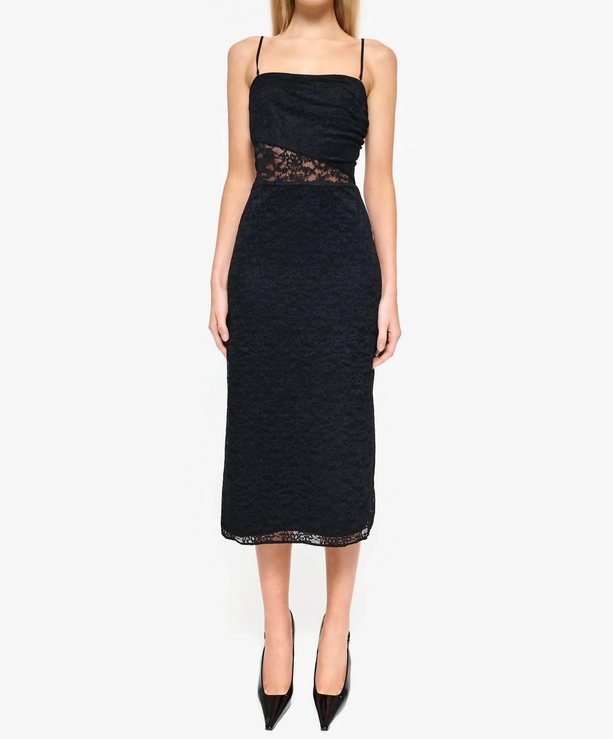 Cami NYC Marseille Lace Midi Dress in black gold - women's dress