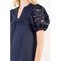 Thml - Eyelet Sleeve V-neck Top