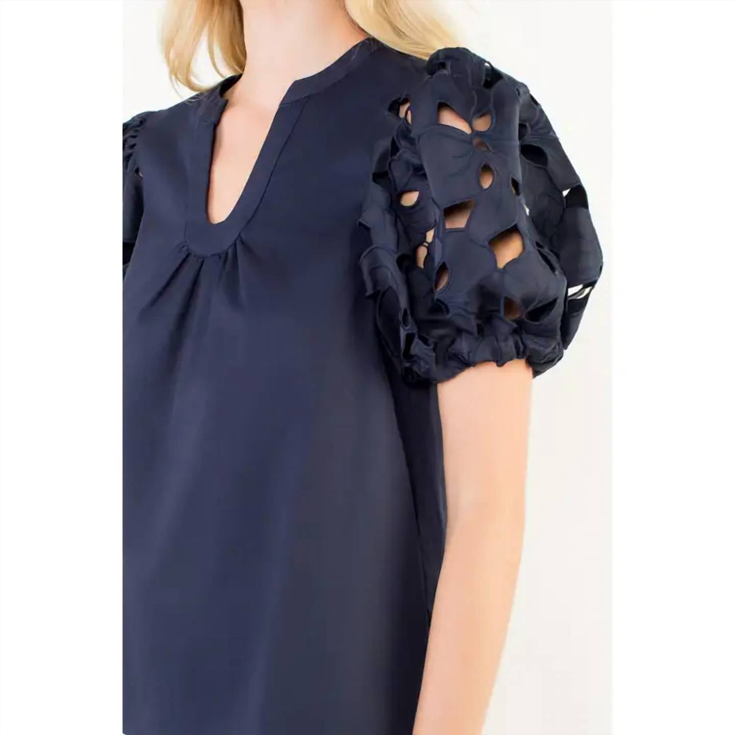 Thml - Eyelet Sleeve V-neck Top