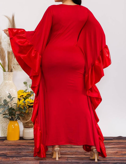 Karen T Design - Holiday Long Ruffled Velvet Dress