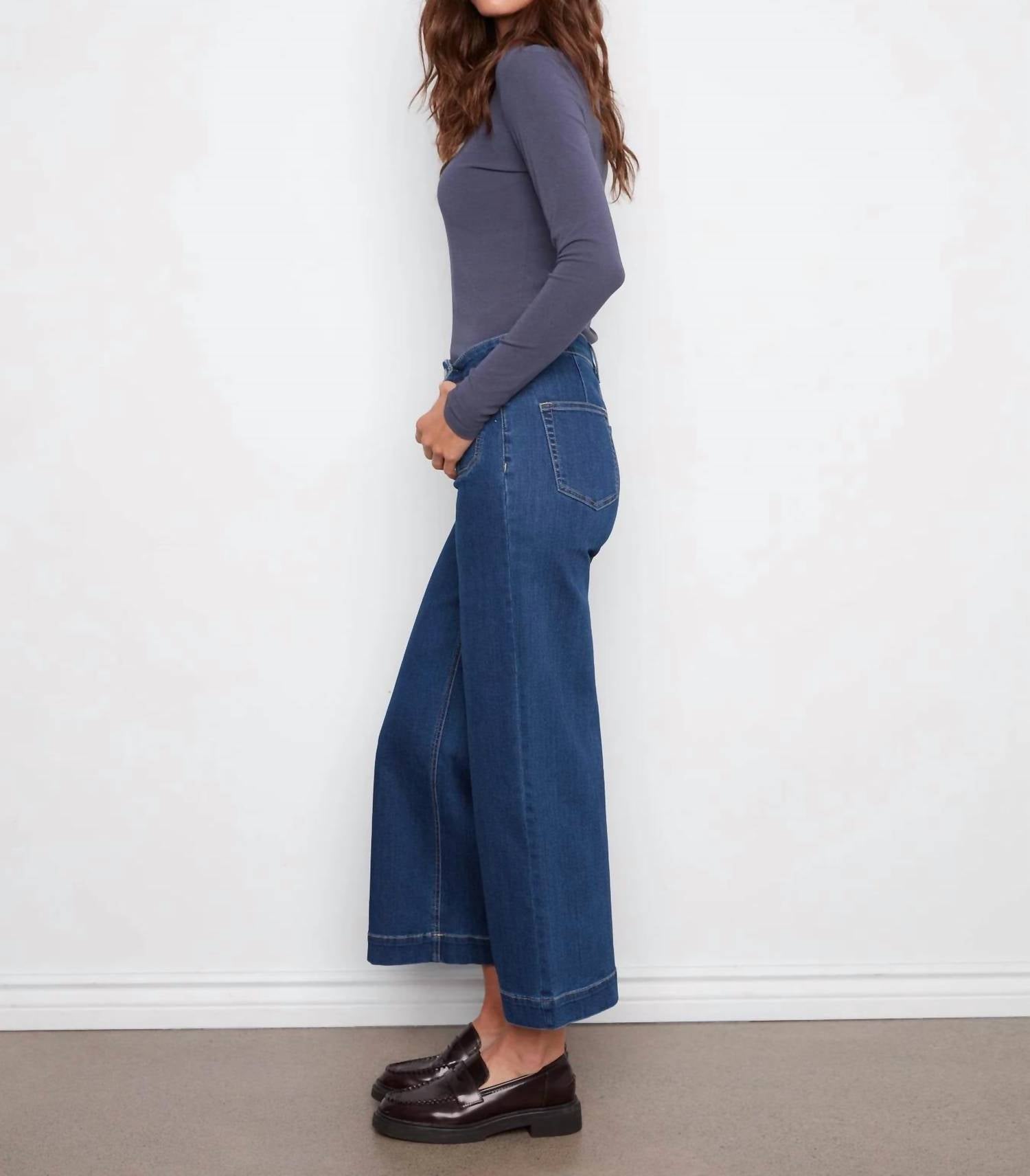 Charlie B - Cropped Flare Patch Pockets Jeans