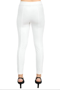 Soho - Mid Waist Pull-on Skinny Zipper Front Solid Crepe Pant