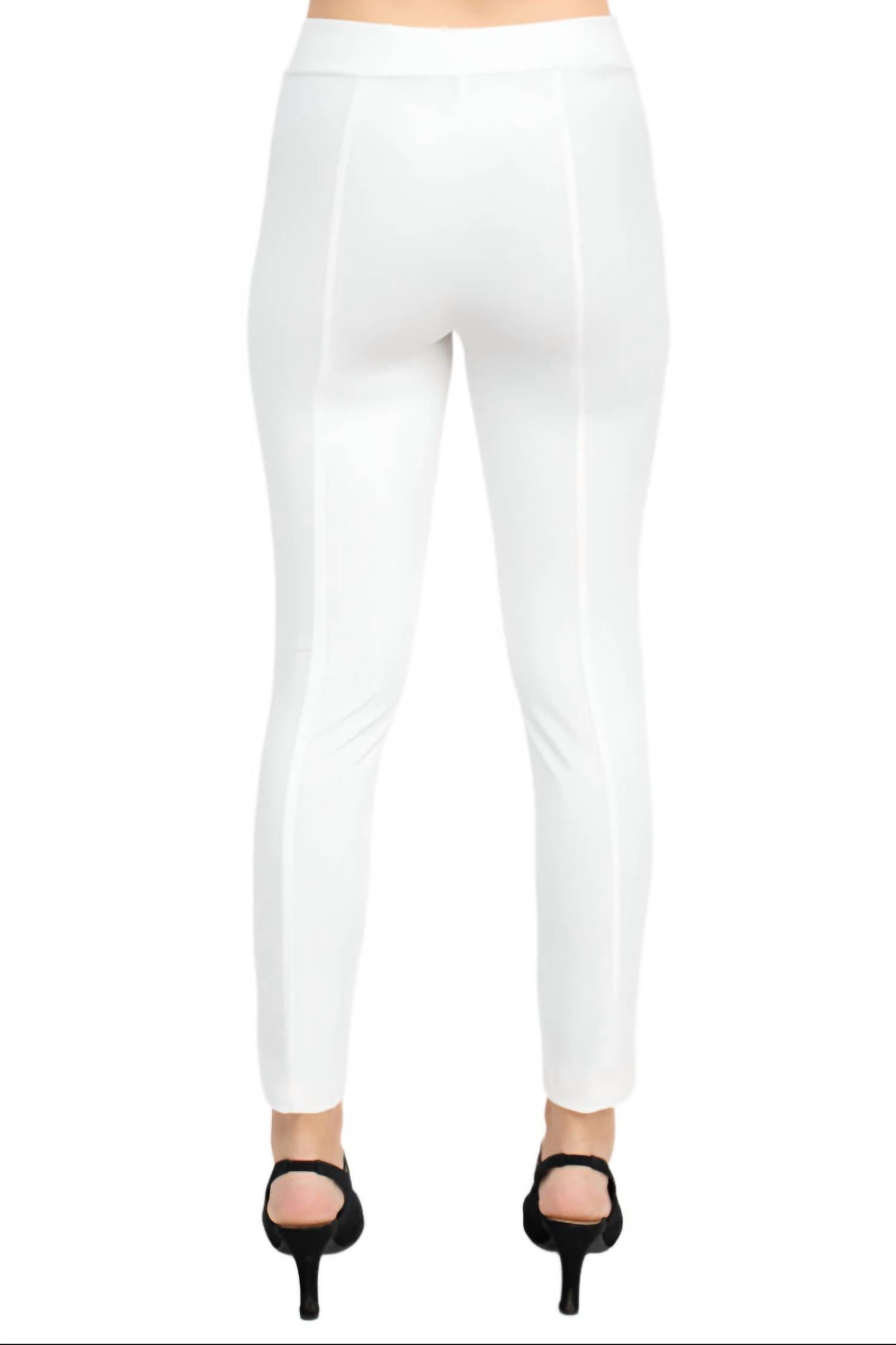 Soho - Mid Waist Pull-on Skinny Zipper Front Solid Crepe Pant