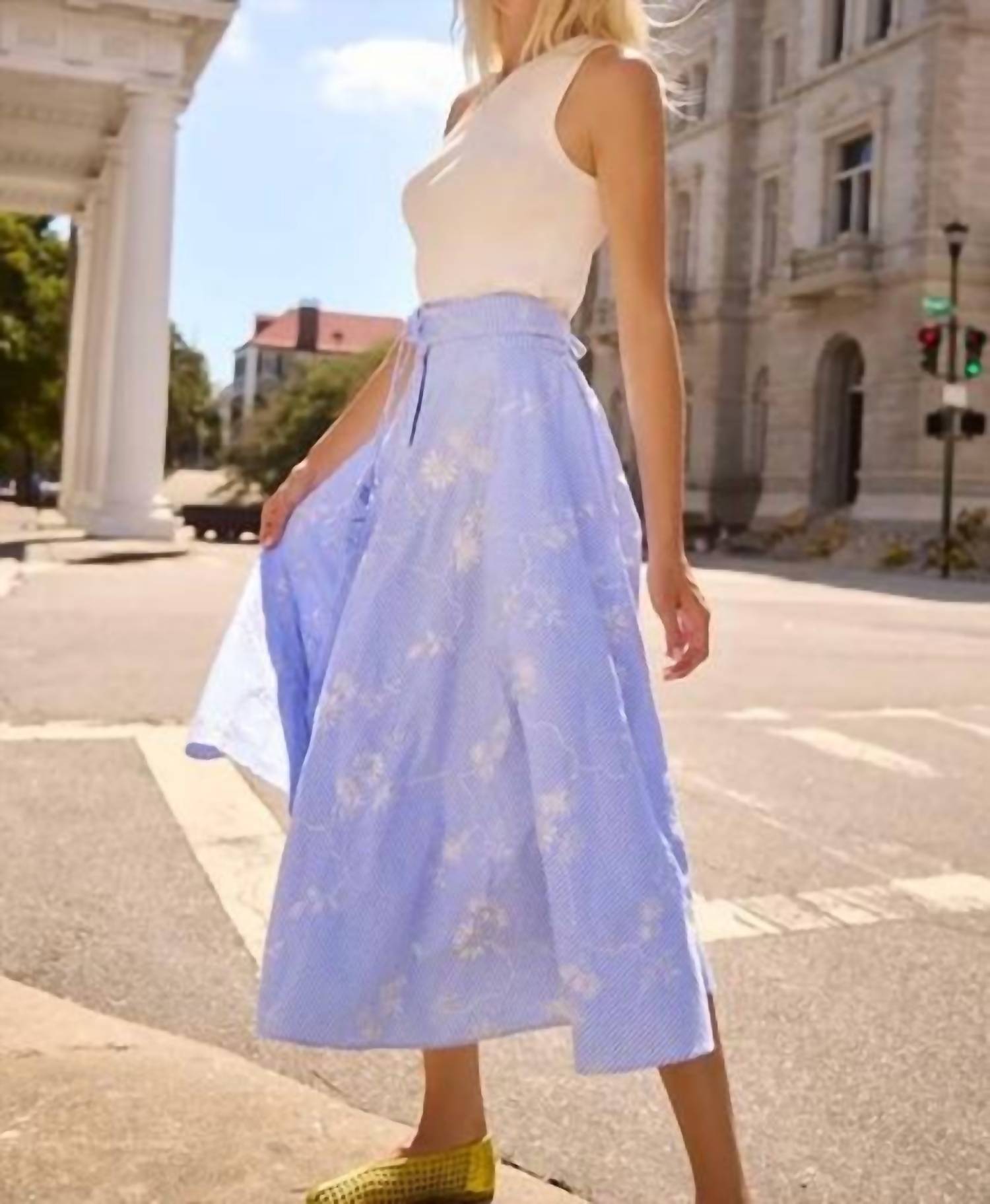 Hunter Bell - Thistle Embroidered Midi Skirt