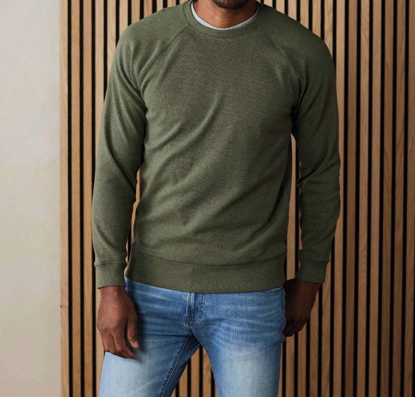 The Normal Brand Puremeso Everyday Crew Top in oakmoss - men's long sleeve top
