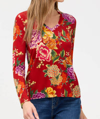 Johnny Was - Janie Favorite Long Sleeve V-neck Fitted Top