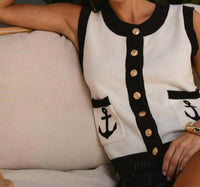 ABLE Contrast Anchor Knit Top in white black - women's tank top - view 4