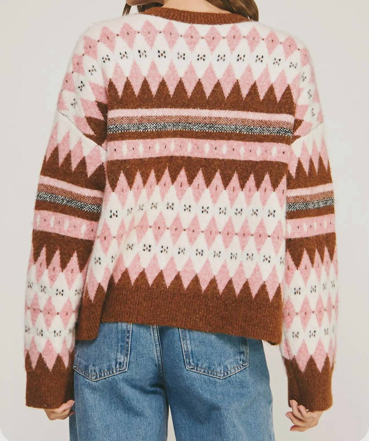 Strut & Bolt - Argyle Fair Isle Knit Crewneck Sweater