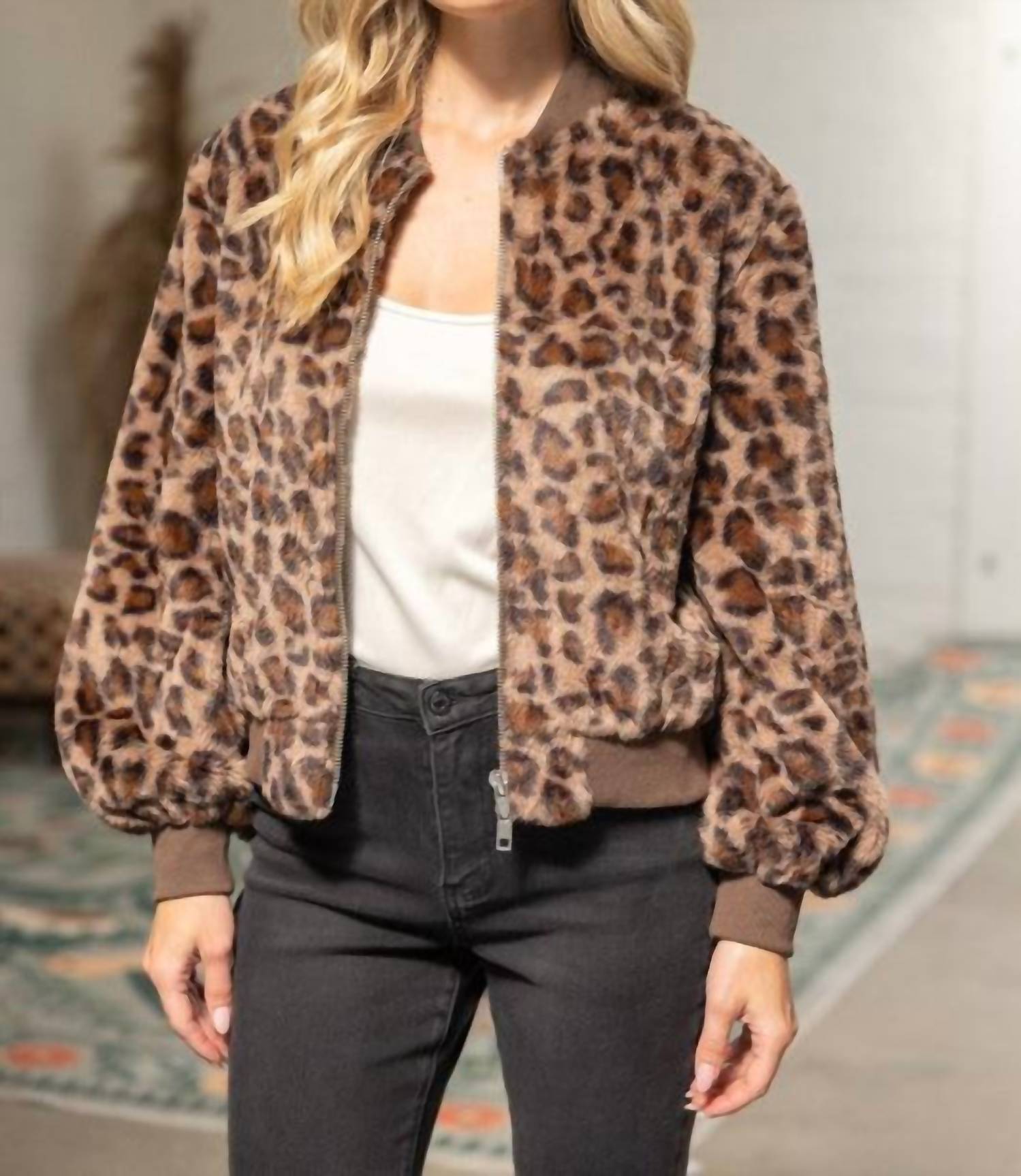 Voy - Faux Fur Bomber Jacket