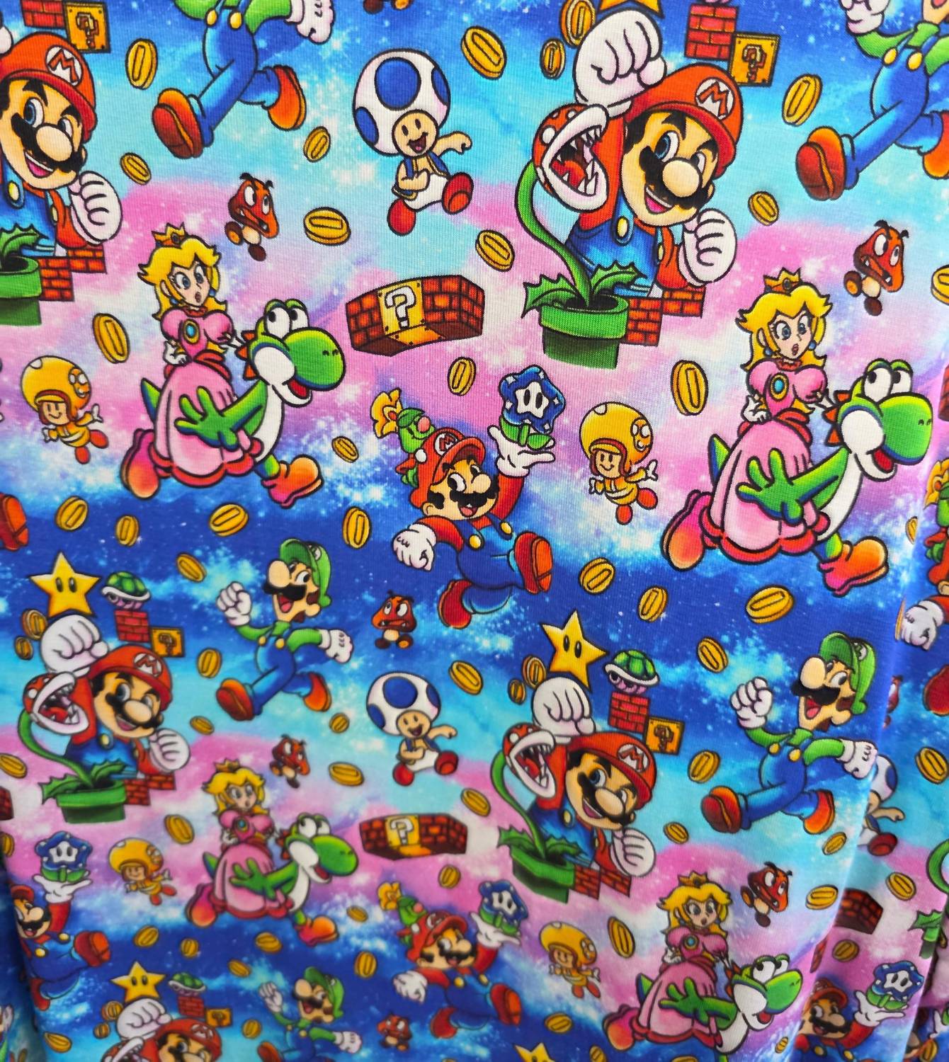 Charlies Project Boy's Mario World Bamboo Loungewear in blue - kids' sleepwear - detail view