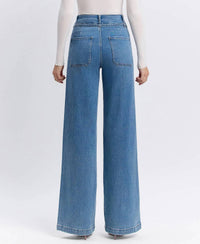 Vervet By Flying Monkey - Super High Rise Tie Waistband Wide Leg Jeans