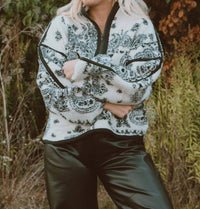 PROMESA Paisley Sherpa Long Sleeve Jacket in ink and ivory - women's jacket - view 6