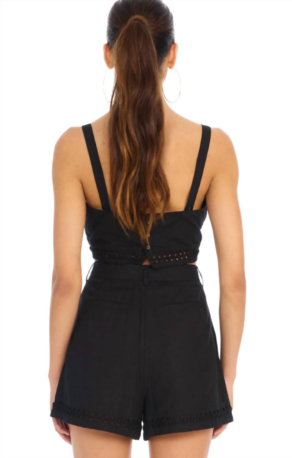 ALLISON NEW YORK Elodie Cropped Top in black - women's shirt - detail view