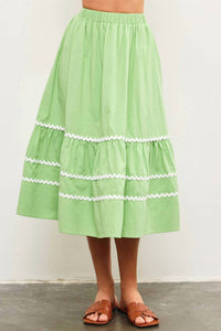 Mustard Seed - Lime Ric Rac Midi Skirt