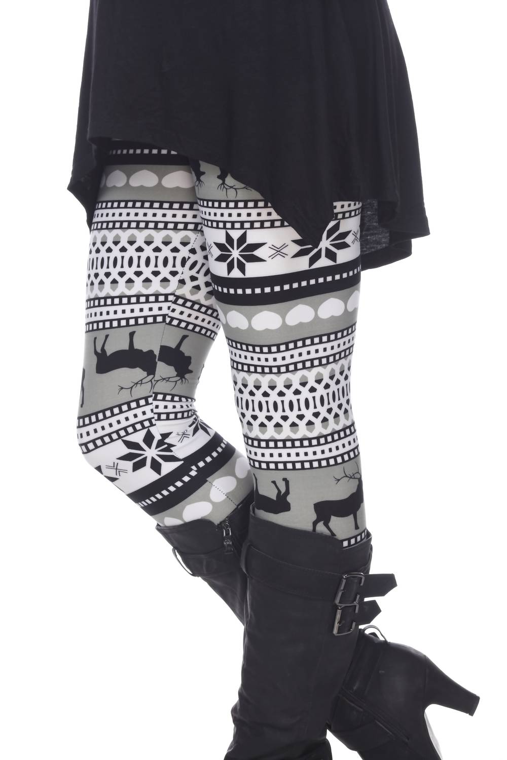 White Mark - Reindeers Printed Leggings