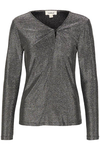 Soaked In Luxury - Skylara Knotted Long Sleeve Glitter Top