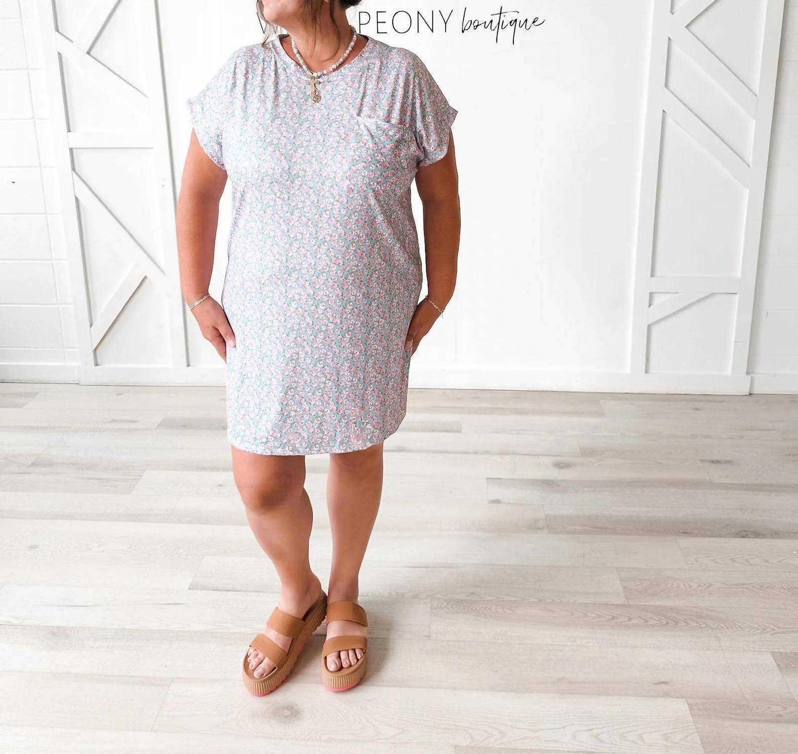Haptics - Olivia Floral Ribbed T Dress