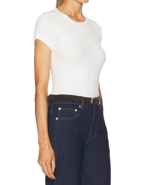 Enza Costa - Cashmere Cotton Pointelle Cap Sleeve Crewneck Top