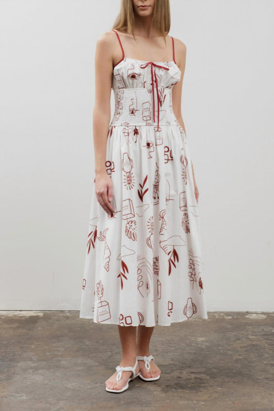 Moon River - Tropical Smocked Midi Dress