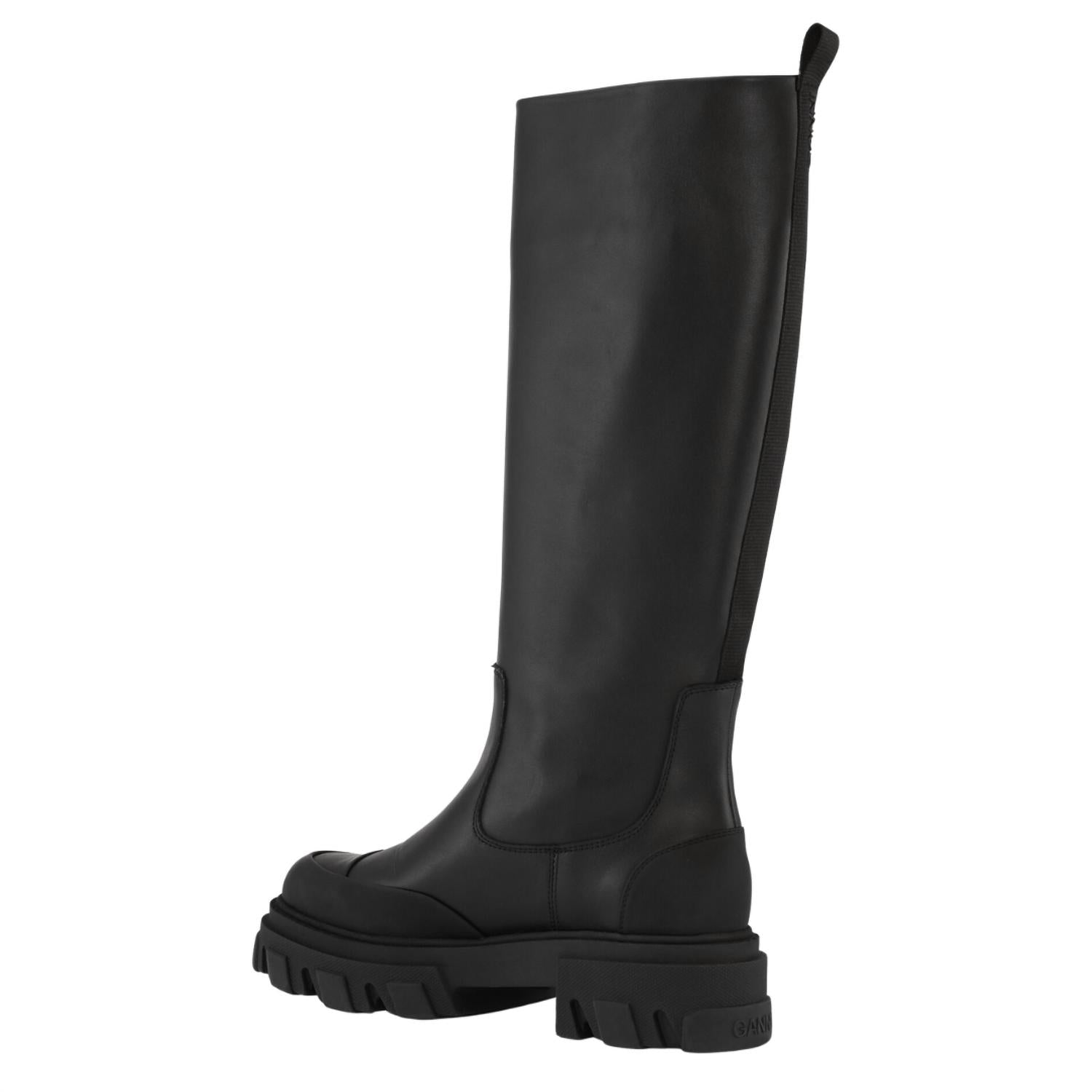 GANNI Women's Cleated High Tubular Boots in black - women's shoe - detail view