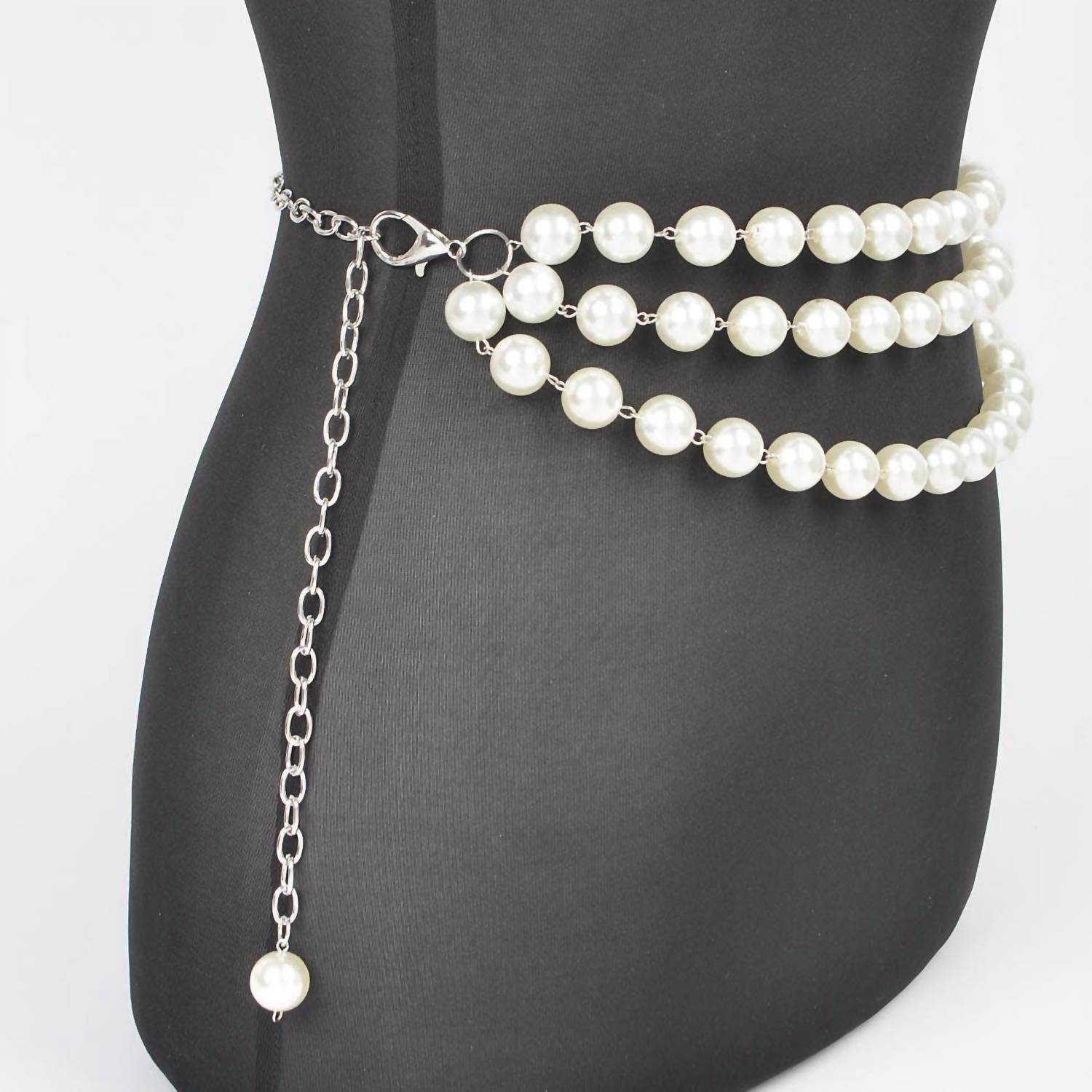3Am By H&D Accessories - Women's Multi-layered Faux Pearl Chain Belt