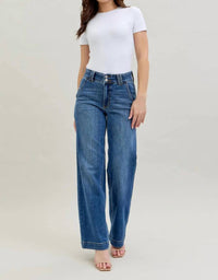 Judy Blue - High Waist Double Button Wide Leg Jeans