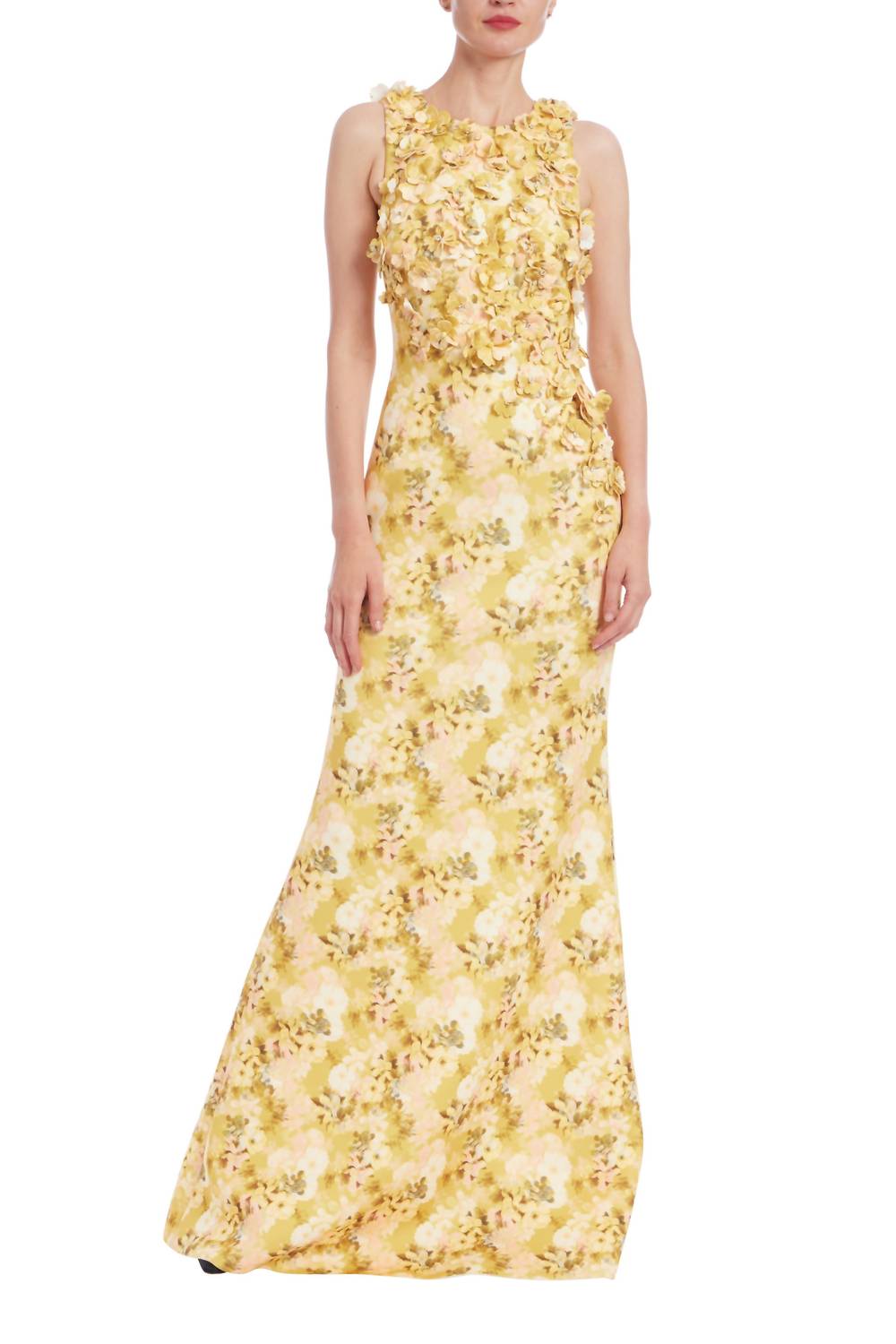 Badgley Mischka - Floral Appliques Mermaid Skirt Silhouette Trumpet Gown Dress