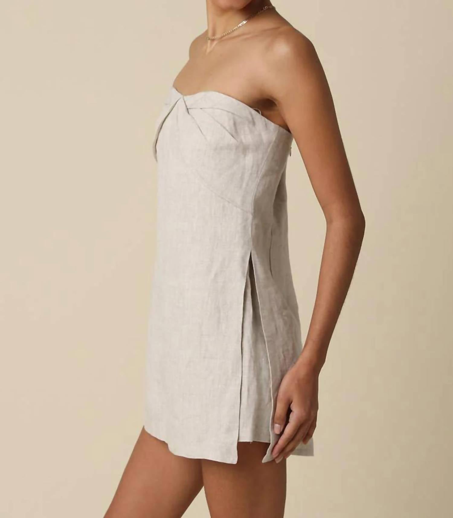 Olivaceous - Becca Linen Strapless Romper