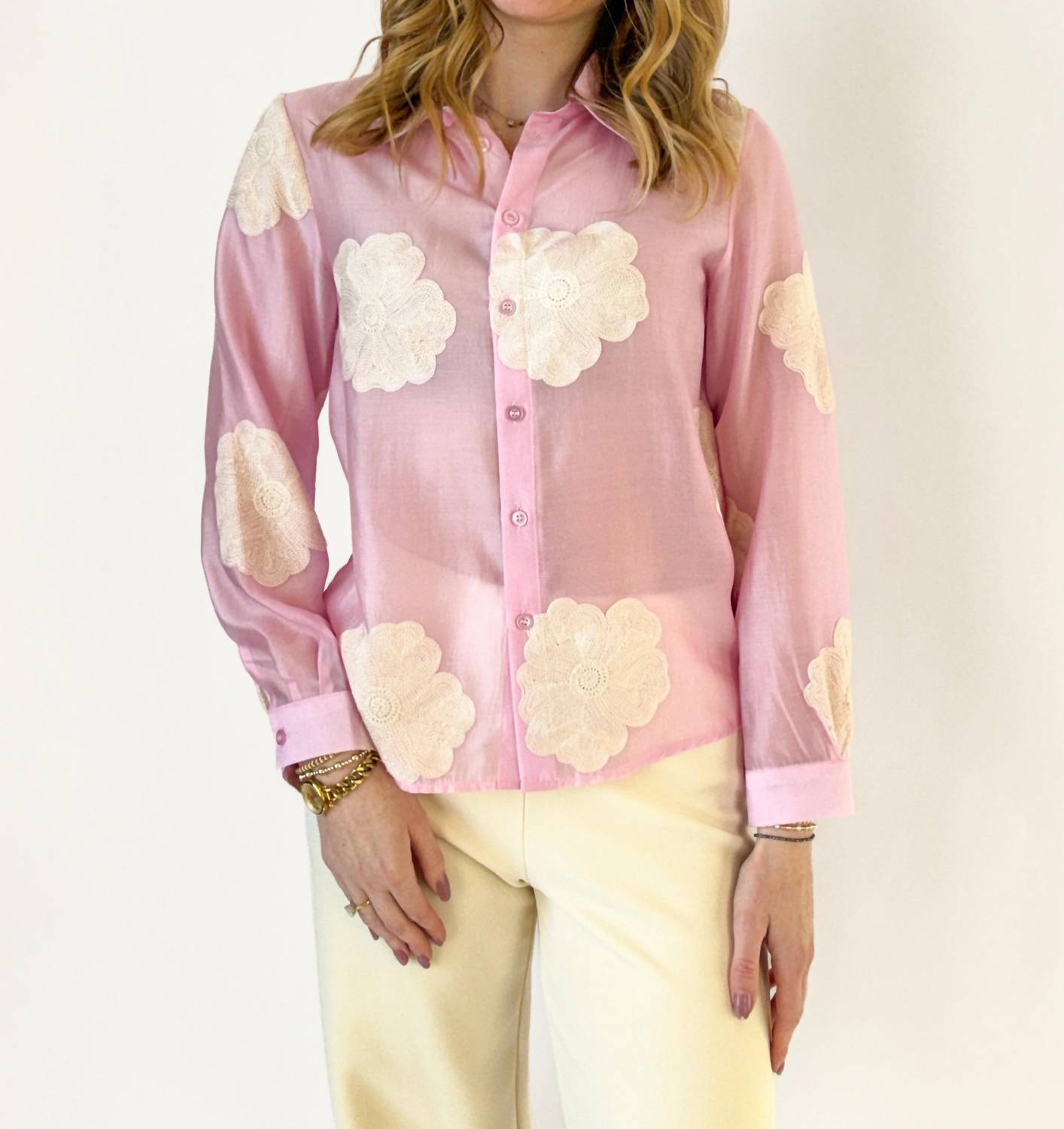 Astrid - June Embroidered Button Down Top