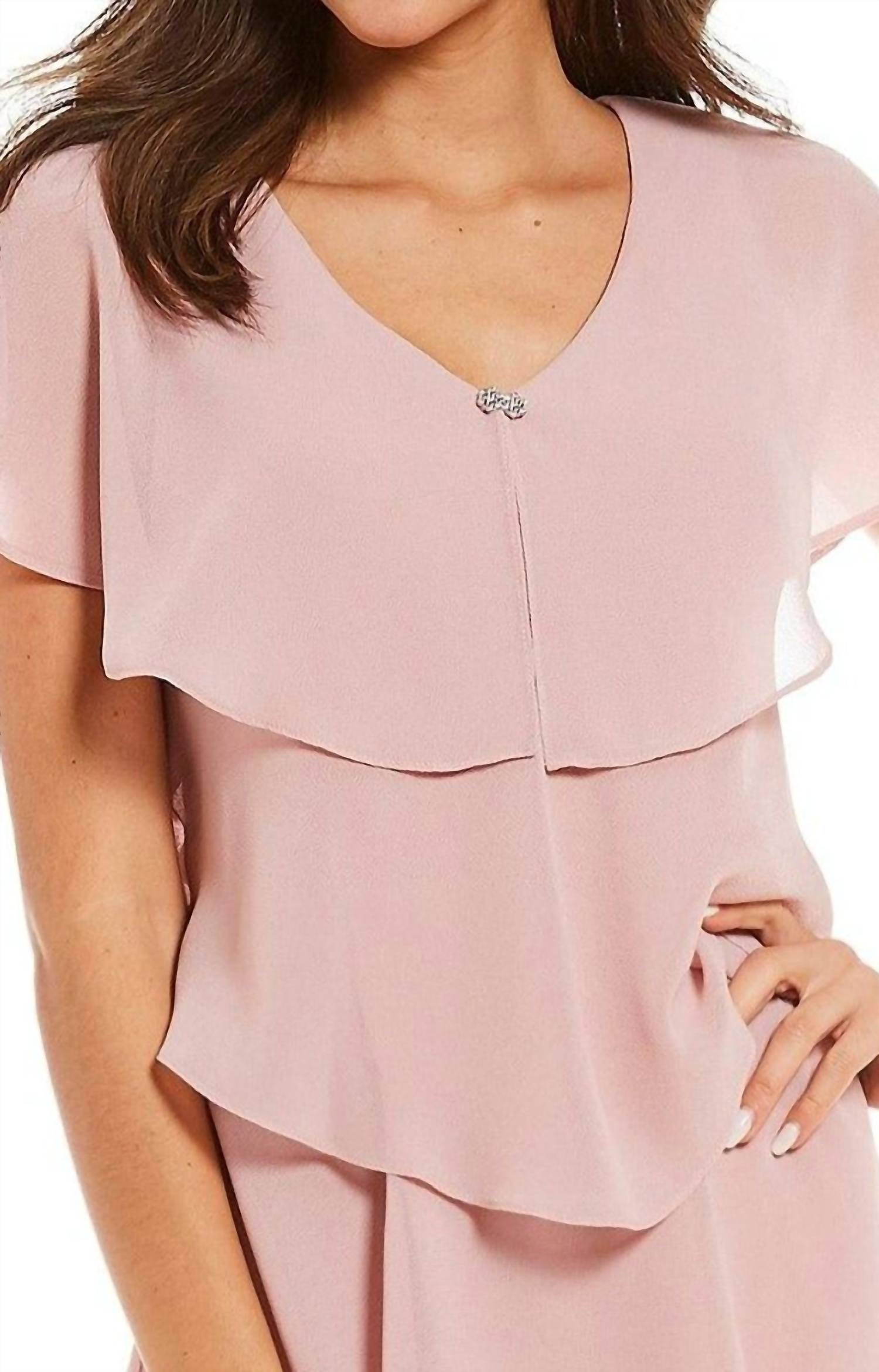 Slny - Georgette Tiered Capelet Dress