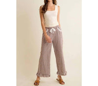 So Me - Gingham & Lace Ruffle Pant