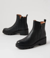 Django & Juliette Women's Umee Leather Ankle Boots in black crazy horse leather - women's shoe - alternate view