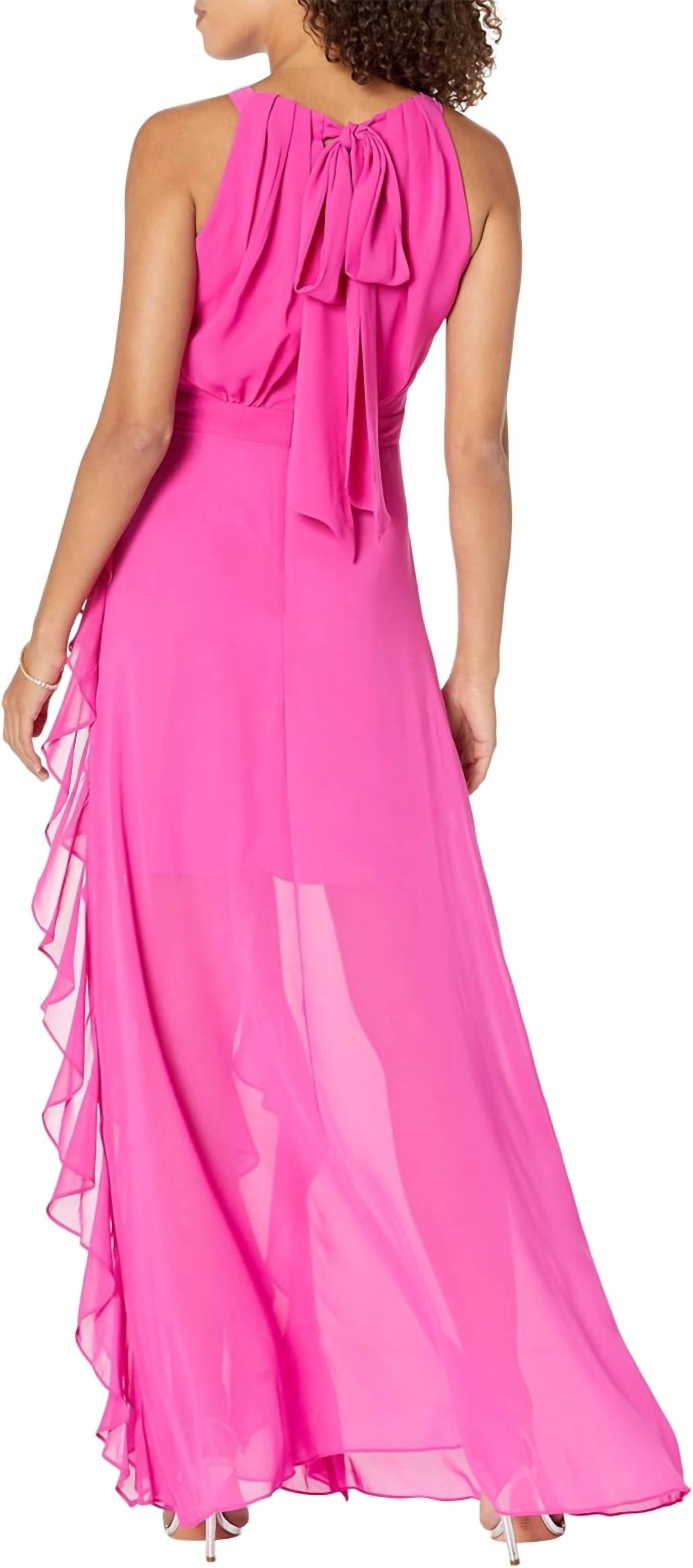 Betsy & Adam - Long Chiffon Halter Dress