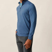 JOHNNIE-O Jamie 1/4 Zip Pullover Sweater in navy mahalo - men's sweater - detail view
