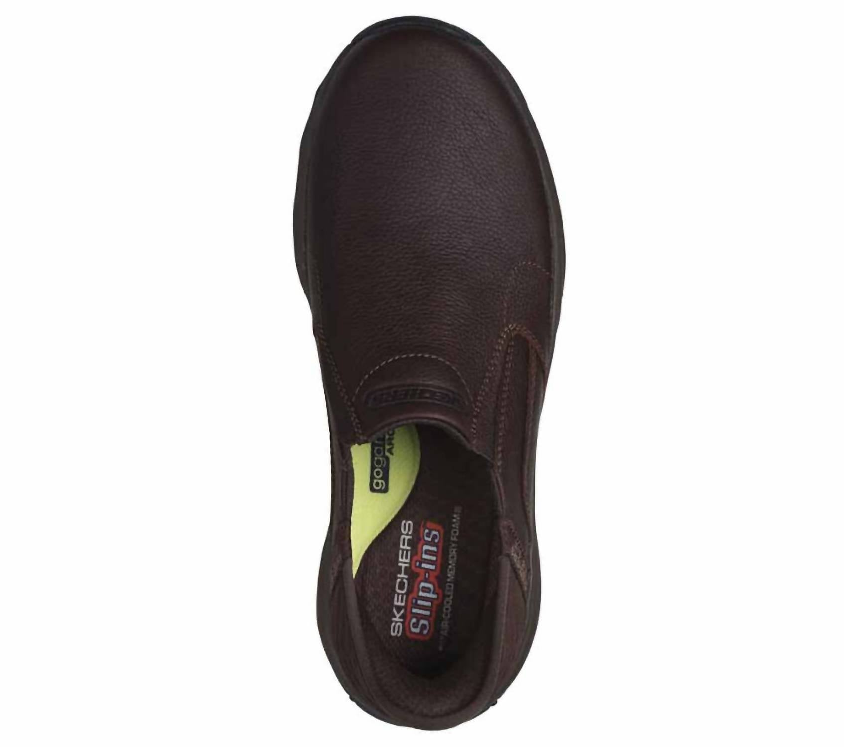 Skechers Men's Craster Lanigan Slip-on Shoes in dark brown - men's sneaker - detail view