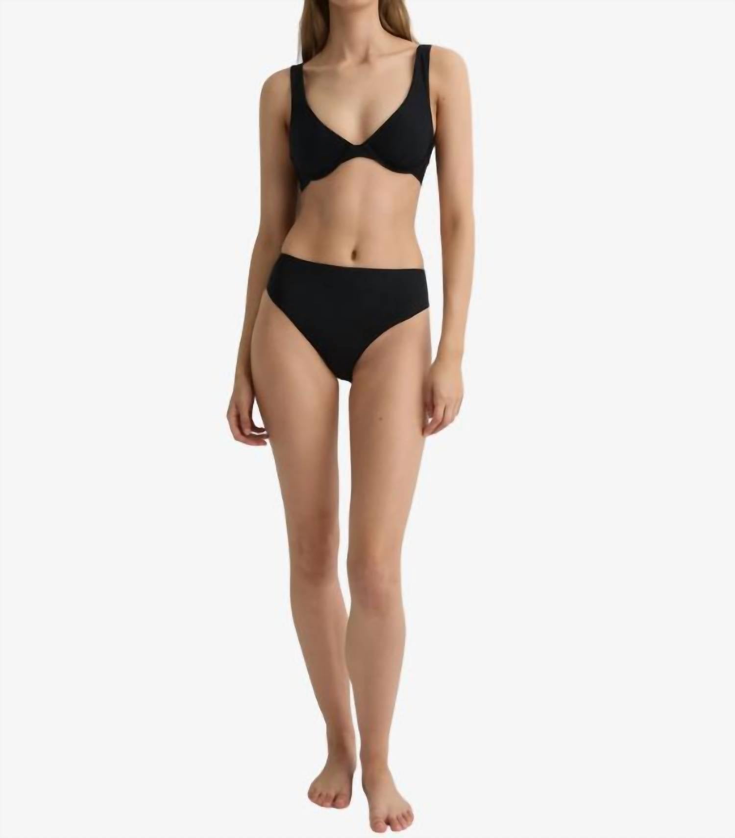 BONDI BORN Fern Bikini Bottom in black - women's swimwear