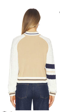 Central Park West - Chloe Cable Sleeve Knit Bomber Jacket