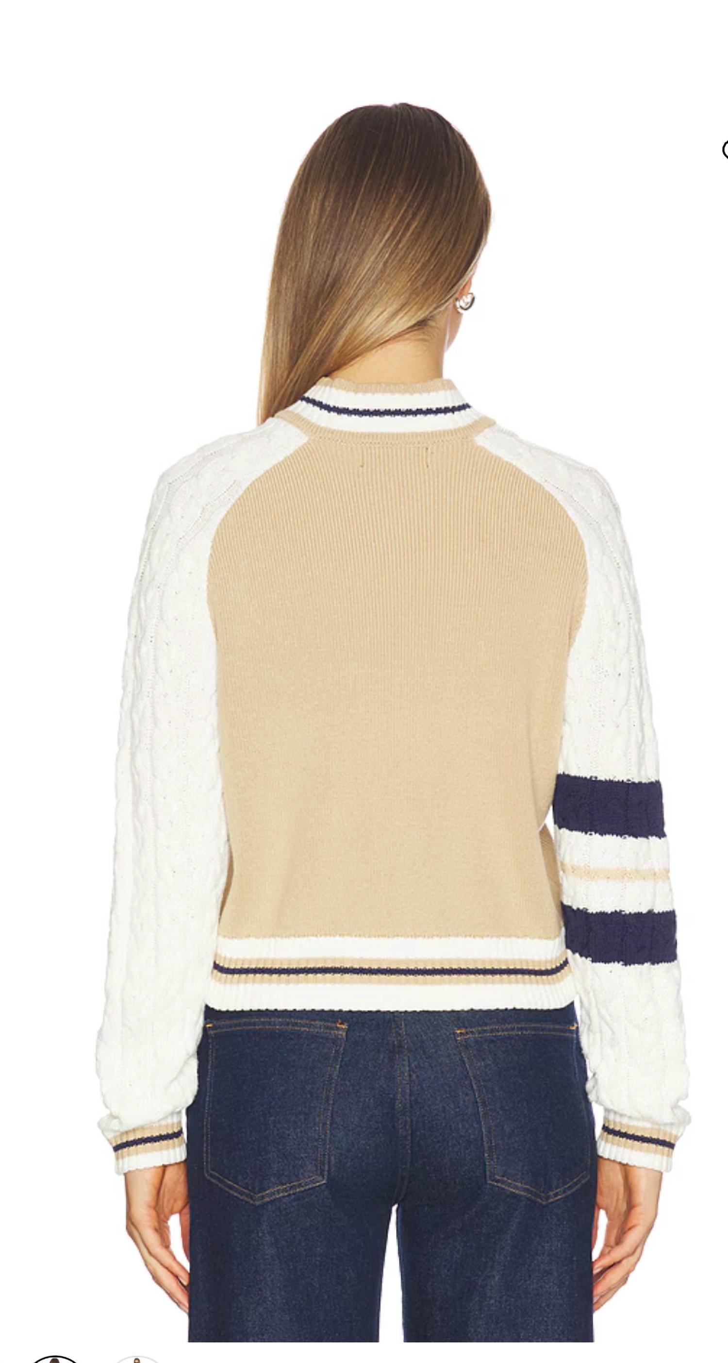 Central Park West - Chloe Cable Sleeve Knit Bomber Jacket